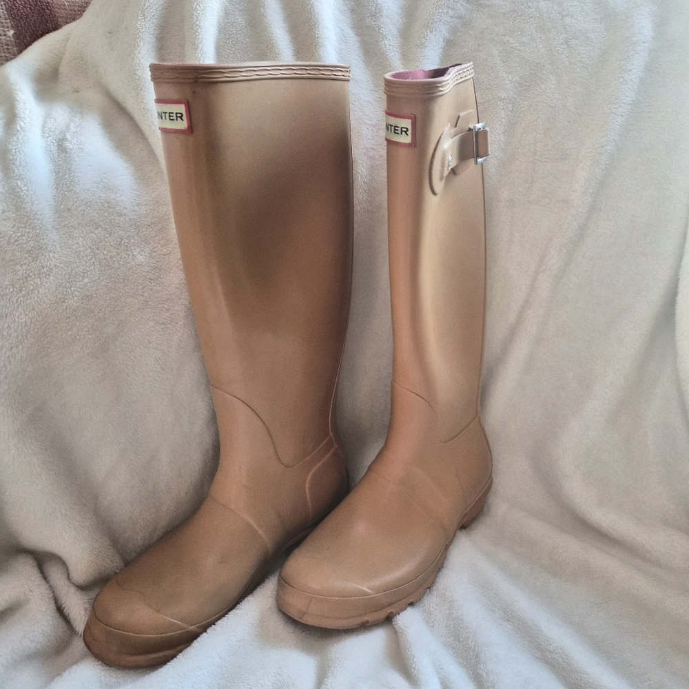 Hunter Original Tall Orange Gloss Rain Boots Women’s US Size 7 UK5 Waterproof